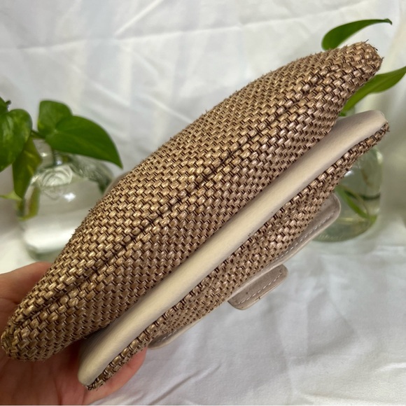 Giani Bernini Beige Leather Straw Crochet Wallet Wristlet Crossbody Mini Bag - Picture 12 of 16